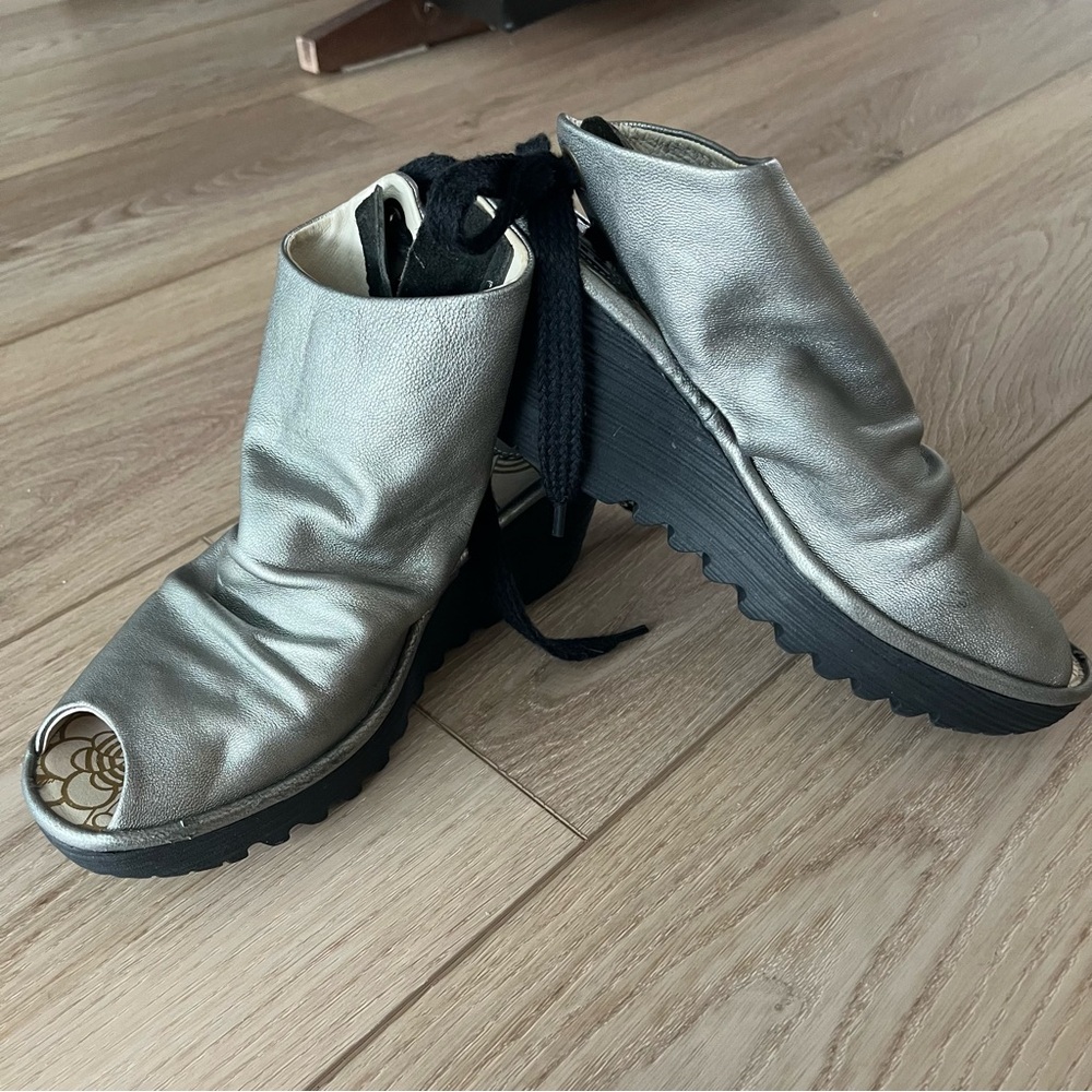 Fly London Yemma Leather Open Toe Bootie